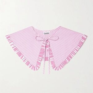Ganni Pink Striped Ruffle Collar